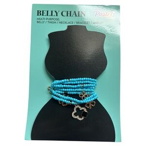 Pastels Blue and Silver Beaded Bracelet Belly Chain Multi Purpose NWT